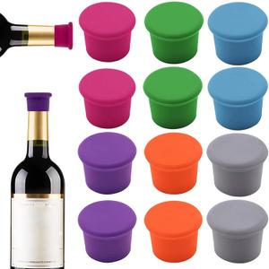12 Pcs Colorful Silicone Wine Stoppers, Reusable Wine Bottle Stopper, Sparkling Wine Corks, Champagne Stoppers, Beverages Beer Bottle Caps, Bottle Stoppers for Glass Bottles, Keep Wine Fresh(6 colors
