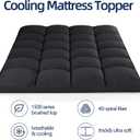 Mattress Topper King for Back Pain, Extra Thick Mattress Pad Cover, Plush Pillow Top, Deep Elastic Pocket, Black