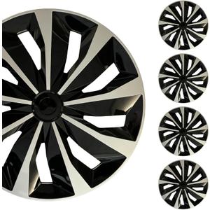Hubcap Wheel Cover Replacement R17 Hub Caps Universal-Fit Steel Wheel Rim Cover ABS Material Exterior Accessories for Car Truck SUV -Set of 417-inchSilver-Black