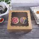 ONE MORE [15pcs] 10inch Kraft Bakery Boxes, Large Pie Boxes with PVC Window Natural Disposable Box for Cookie 10x10x2.5inch,Pack of 15
