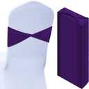 Kinlop 50 Pcs Spandex Chair Sashes Bows Chair Bands Slider Sashes for Covers Elastic Bands Ties Without Buckle Decorations for Wedding Party Events Ceremony Birthday(Purple)