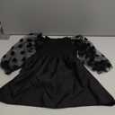 WDIRARA Toddler Girl's Polka Dots Mesh Flounce Long Sleeve Flared Shirred Dress (Black)