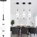 Modern Pendant Lights, Globe Pendant Lights with white Glass,Dimmable Black Pendant Light Fixtures,Adjustable Indoor Hanging Light Fixture for Kitchen Island, Dining Room,bedroom,15W,3000K-6000K