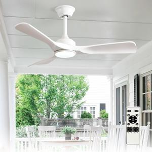 Depuley 42-Inch Ceiling Fan with Light: White 3 Blade Outdoor Fans for Patios - Dimmable Indoor Ceiling Fan with Remote Control Fandelier for Bedroom Ultra Quiet DC Motor Reversible 6 Speed