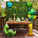 SNLN Dinosaur 1st Birthday Party Decorations for Boys Girls, Cute Foil Dinosaur Heart Star Balloons with Happy Birthday Banner Latex Balloons for Dino Baby Shower Kids Jungle Theme Party Supplies