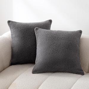 Amazon Basics Boucle Throw Pillow Covers for Couch, Living Room, Home Decor with Hidden Zipper, Grey, 1616in, Pack of 2