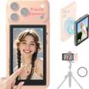 Selfie Monitor Screen Compatible with iPhone 17 and Below & Android, Magnetic Touchscreen Back Camera Vlog Monitor,4K 60fps,164ft Range,1500mAh,Selfie Screen for Vlog Live Stream TikTok YouTube(Black)
