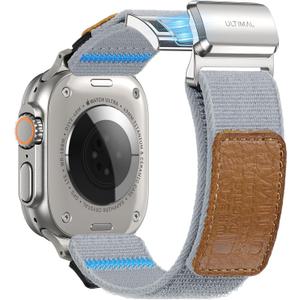 Braided Stretchy Bands with Magnetic Clasp Compatible with Apple Watch Ultra 3/ 2/ 1 Band Series 11/ 10/ 9/ 8/ 7/ 6/ 5/ 4/ SE/ SE2/ SE3, Design for 49mm/ 46mm/ 45mm/ 44mm (XL, Grey)