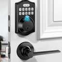 keyless Entry Door Lock deadbolt with Handle Set-Front Smart Door Locks for Front Door-with 2 Lever Handles-Electronic Keypad Code Deadbolt, Fingerprint Door Lock-Auto Lock(Black)