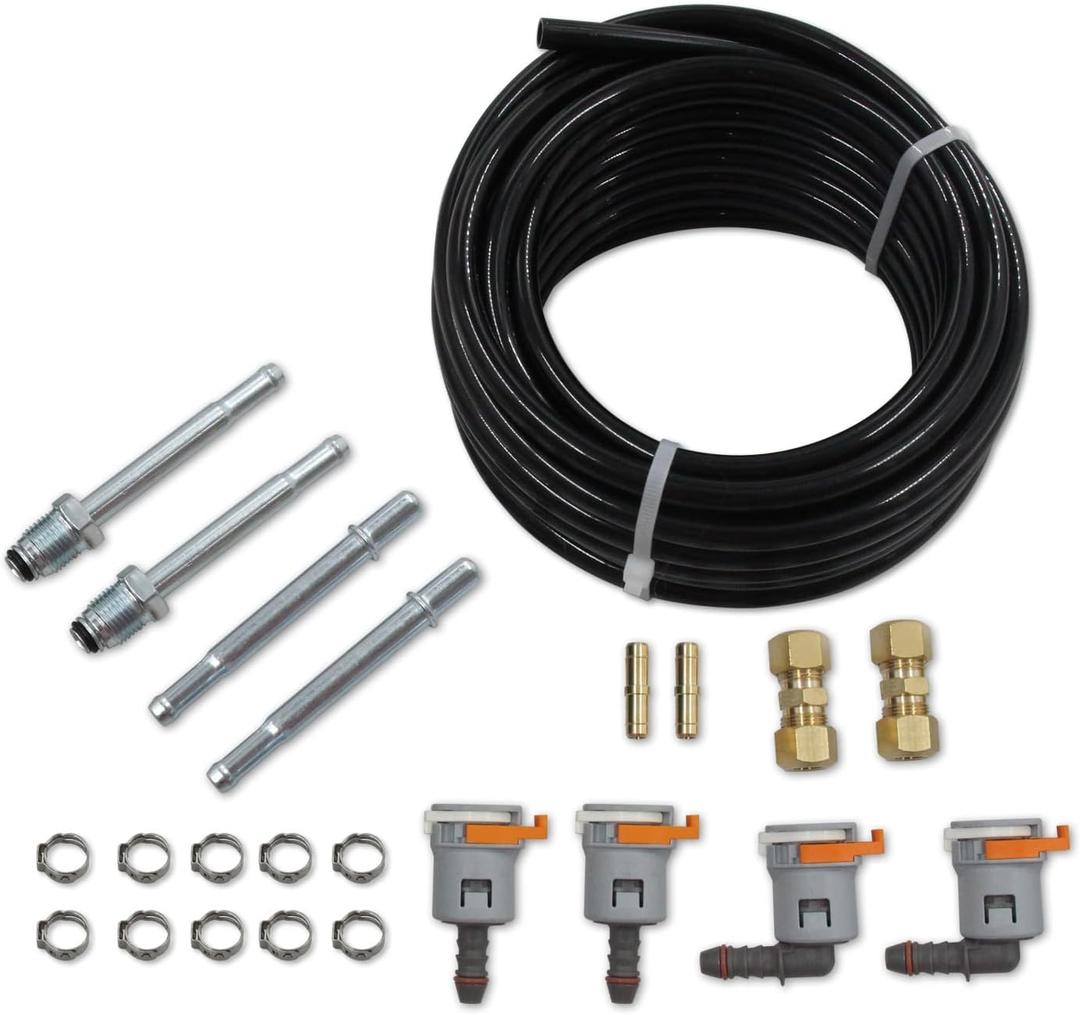 Automotive 25 Feet 3/8" Nylon Fuel Line Tubing Replacement Fuel Line Repair Kit 3/8 in (10mm)