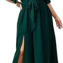 SCOMCHIC Womens Plus Size Formal Dresses Off The Shoulder Wedding Guest Cocktail A-Line Split Maxi Dress with Pockets. Size 1XL.