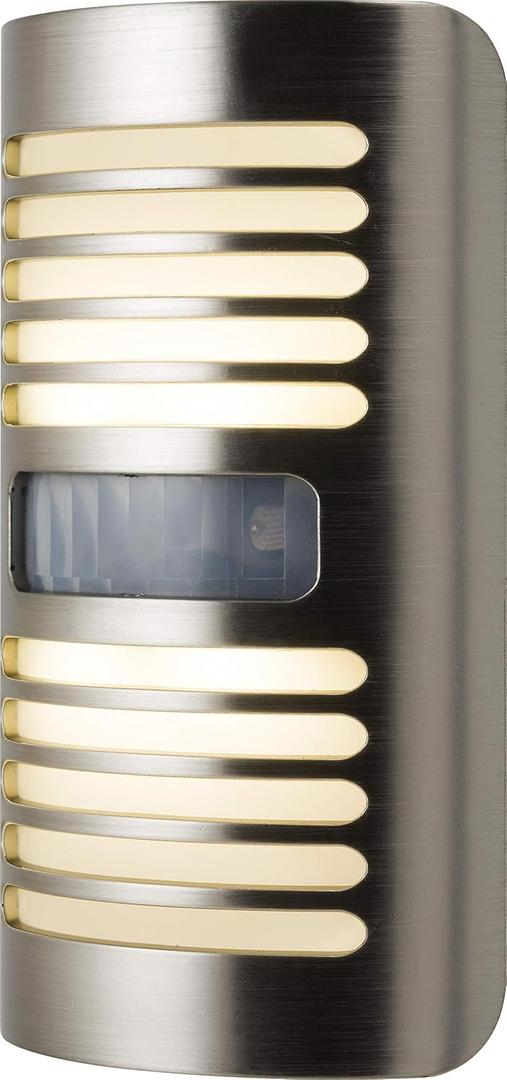 GE Enbrighten LED Motion Sensor Night Light, Plug-in, 40 Lumens, Motion-Select with 25ft Detection, Dusk-to-Dawn, Brushed Nickel Louver 37299 (1 Pack)