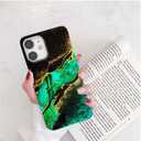 for iPhone 11 Case for Girl Women Men,Glitter Pearly Shell Luster Sparkle Bling Soft TPU Slim Thin Protective Phone Case Cover for iPhone 11 6.1,Fashion Emerald Green Gold Marble