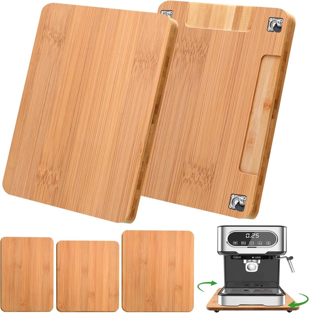 Bamboo Kitchen Appliance Sliders, Sliding Tray for Coffee Maker, Countertop Appliance Slider with 360 Rolling Wheels, Counter Slider Tray for Coffee Pot, Kitchen Aid Mixer (16" x 13")