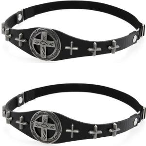 3 x 2PCs Punk Faux Leather Retro Cross Leg Garter, Elastic Rock Thigh Garters Belt for Women Parties, Black