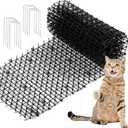 Zopeal 13ft Cat Repellent Mat with 12 Ground Stakes 12 Zip Ties, Spikes Deterrent Mat Keep Dog Off Couch for Indoor Outdoor Keep Pet Off Yard Garden, 158 x 12 Inch/1 Roll (Black)