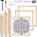 6 Sets 12pcs Needlepoint Stretcher Bars,3 Sizes Canvas,Wall Mount,Splicing Frame for Embroidery/Painting,Includ 12pcs Bars+100 Tracks+Sewing Scissors+Hammer+4 Wall-Mounted Rings+4 Picture Hooks
