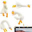 4 Pcs Desk Goose Figurine Computer Monitor Decor, Cute Mini Goose Statues Desk Accessories, Resin Animals for Computer Decor, Office and Dashboard Decorations