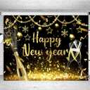 2026 Happy New Year Backdrop Black Gold Shining Champagne Wine Glasses Bokeh Photography Background New Year Prom Holiday Party Banner Decoration Photo Booth Props 8x6FT (8x6FT(width 240cm x Height 180cm))