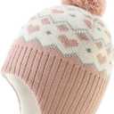 Monimo Girls Winter Hat Knitted Earflaps Girls Beanie Thicken Fleece Lining Kids Winter Hat