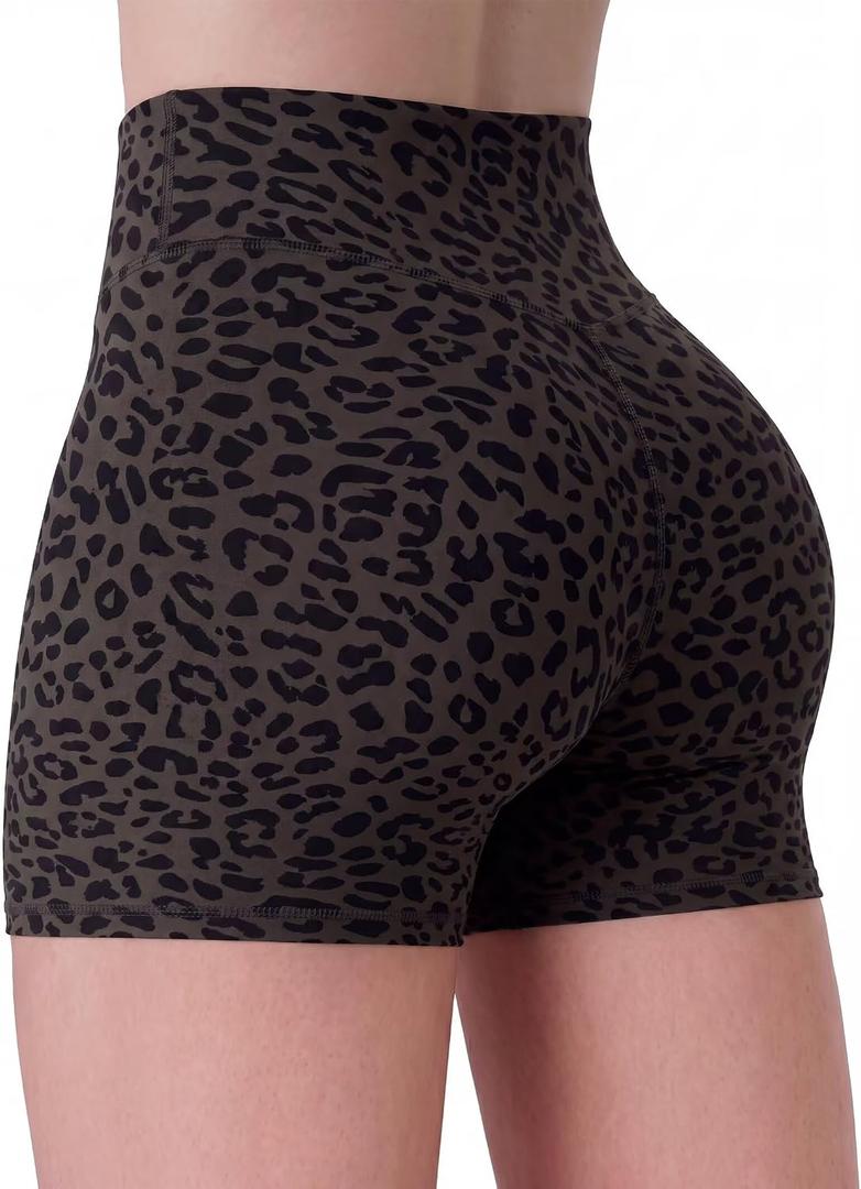Sunzel Women's No Front Seam High Waist Biker Shorts with Tummy Control | 4 Or 6-Inch Inseam, High Waisted, Tummy Control, No Front Seam, Butt Lifting, Hidden Butt Scrunch, Recycled Fabric (Brown)