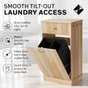 Tilt Out Laundry Hamper Cabinet - Free Standing Laundry Cabinet and Storage w/Side Hooks - Versatile Tilt Out Trash Can Furniture, Bathroom Hamper with Storage for Living Room Kitchen & More, 50" x 35.6" x 90"