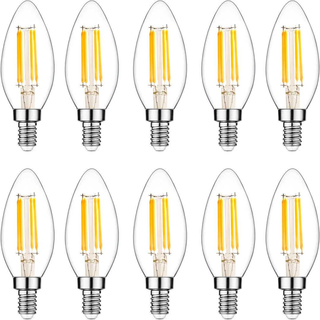 Raheem E14 LED Bulb, Dimmable, 110v 300 Lumens 2700k 40w Equivalent, Best Replacement for Halogen and Incandescent Bulb, Candelabra LED Bulbs, 10 Pack (Warm White)