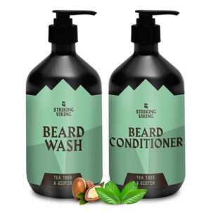 Striking Viking Beard Wash and Conditioner (Tea Tree & Biotin) - Paraben & Sulfate Free Cleansing Care for All Beard Types (10oz Per Bottle)