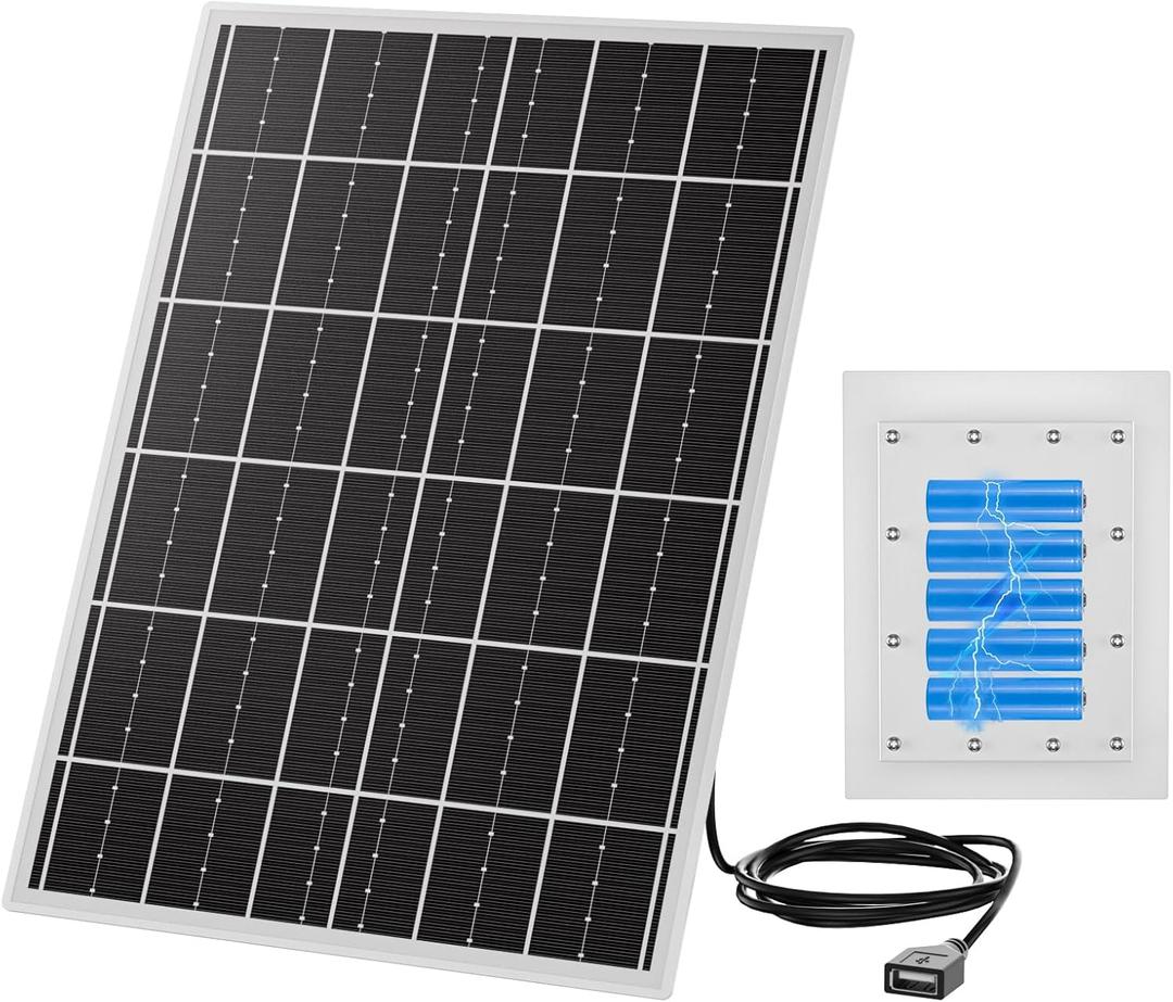 15W 5V Solar Panel for Outdoor Security Camera with 20Ah LiFePO4 Battery - Monocrystalline Solar Panel Kit, MPPT Control Board & USB Output Solar Charger for WiFi Camera, Light, Router