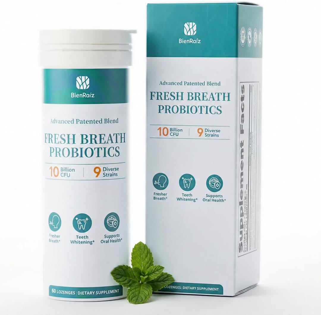 2 x Oral Probiotics for Mouth Bad Breath, Fresh Breath Freshener, 60 Lozenges | 10 Billion CFU Supports Teeth & Gums Health, Dental Probiotic for Oral Health, Relieve Dry Mouth & Halitosis, Mint flavor (EXP 12/01/27)
