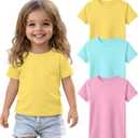 3 Pack Toddler Short Sleeve Tops | Crew Neck, Slim Fit, Summer Tees, Basic, Cute, Casual Tops, for Kids 18M-5T