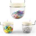 G.CORE Peg Board Organizer Clear Jars - 3 Pack Large Pegboard Accessories with Steel Hangers Fit 1/8 1/4 Holes - Pegboard Wall Containers for Garage Sewing Art Craft Room Office Organization (White)