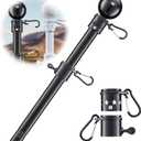 Flag Pole for Outside House - 6ft Heavy Duty Metal Flag Pole Kit, Tangle Free Spinning Flagpole Holder For Outdoor Porch Residential Decoration - Black