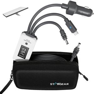 Starlink Mini Cable 10FT/3M, 3 in 1 Cable with Digital Voltage Display & On/Off Switch, 16AWG USB-C/Cigarette Lighter Car Adapter/DC to DC Starlink Mini Power Cable, Work with 140W+ PD Supply