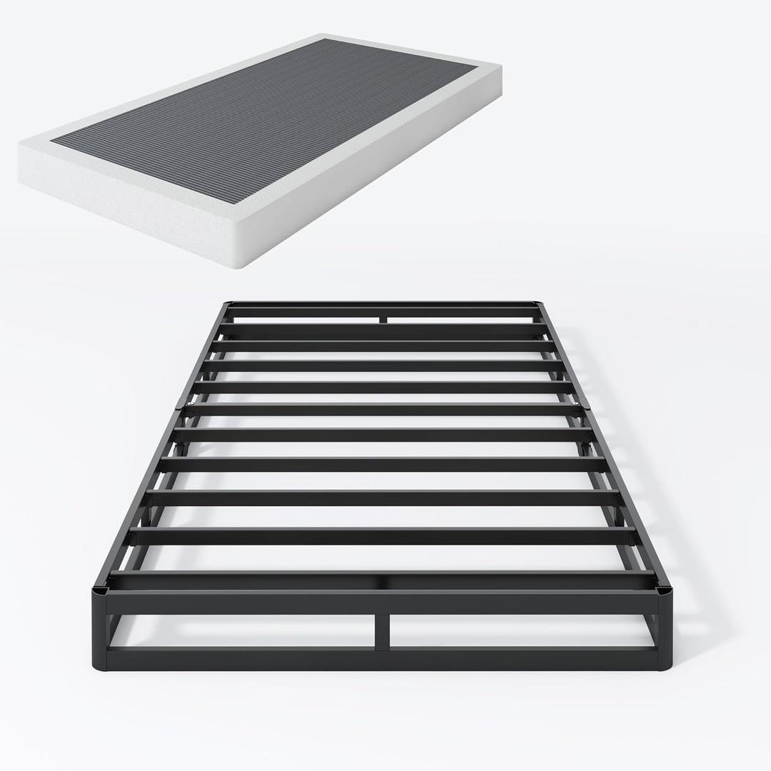 SHLAND Twin XL Box Springs Bed Base, 5 Inch Heavy Duty Metal Structure with Easy Clean Fabric Bed Cover, Non-Slip, Noise Free, Easy Assembly