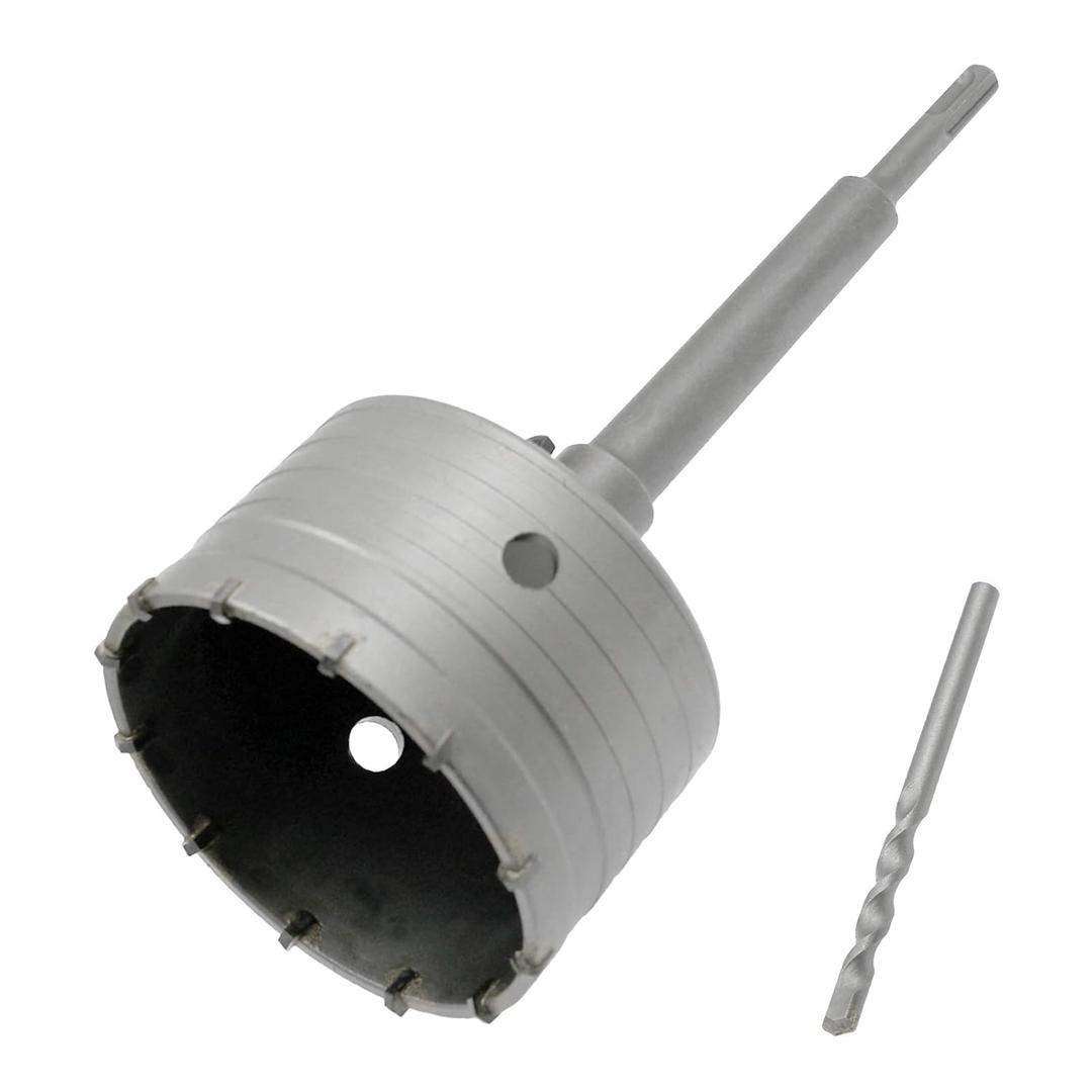 Hordion 4 Inch/ 100mm Concrete Hole Saw SDS Plus Shank Hole Saw Cutter with 202mm Connecting Rod Drill for Cement Brick Wall