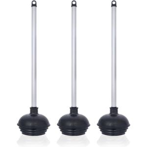NEIKO 60180A Toilet Plungers, 3 Pack, Patented All-Angle Design, Heavy Duty, Aluminum Handle, Residential, Commercial, and Industrial Building Sanitation Use