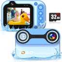 Kids Waterproof Camera, 3M/10FT Underwater Camera for Kids 1080P HD 10X Digital Camera with 2.4" IPS Screen, Children Action Camera for Boys Girls with 32GB Card, Pool Toys for Kids- Blue