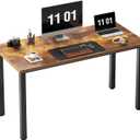 Need Computer Desk, 47 inch Home Office Desk, Modern Simple Style Home Office Gaming Desk, Basic Writing Table for Study Student, Black Metal Frame, Rustic Brown
