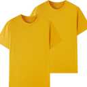 Huata Boys Girls T-Shirt Short Sleeve Crewneck Tee (10-11 Years, Yellow)