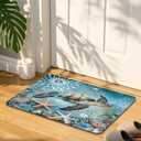 Sea Turtle Nautical Starfish Bathroom Rugs Mat Non Slip Super Absorbent Stain Resistant Quick Dry Thin Beach Bathroom Rug-Bath Mats for Bathroom Floor Bathtub,30"x20"