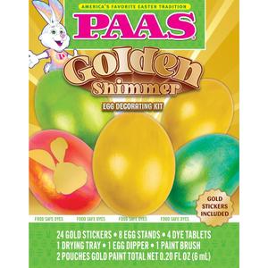 PAAS Golden Shimmer Easter Egg Decorating Kit Gold Egg Decorating Kit with Paint & Stickers
