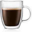 Bodum 10oz Bistro Double Wall Insulated Mug, High-Heat Borosilicate Glass, Set of 2, Clear