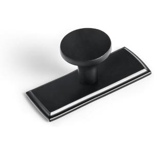 Goo-Ki 1.1 Inch Diameter Matte Black Cabinet Knob with Backplate #1,High-end Zinc Alloy Cabinet Hardware,6 Packed