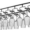 Xverycan Wine Glass Rack Under Cabinet, 8 Row Extreme Large Stemware Hanger, Metal Wine Goblet Holder, DIY Bar Glass Storage Rack for Bar Counter, Kitchen, Screws Included (Black)