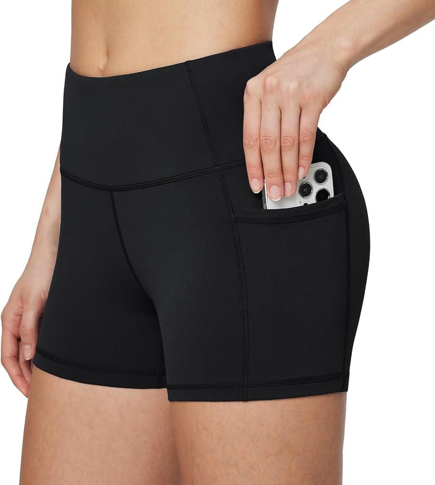 baleaf Women's 3" Biker Shorts High Waist Yoga Workout Gym Running Volleyball Spandex Shorts with Pockets XS