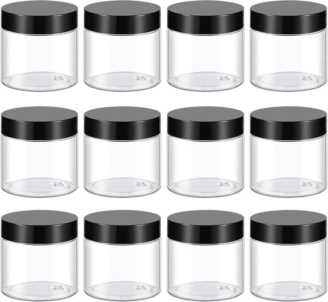 48 Pack 2 Oz Plastic Container Jars with Lids BPA Free, Empty Round Clear Cosmetic Containers Plastic Slime Jars for Lotion, Cream, Ointments, Samples, Makeup, Travel Storage