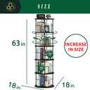 5Tier Rotating Bookshelf, Spinning Bookshelf Tower,360 Display Space Saving Standing Round Swivel Bookcase Corner Storage Organizer for Bedroom Living Room OfficeBlack