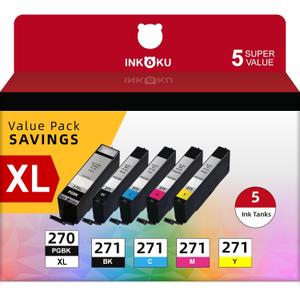 270XL 271XL Compatible for Canon 270 271 Ink Cartridges PGI-270XL CLI-271XL Work with Canon MG6820 MG6821 TS6020 TS9020 MG7720 MG5720 MG5721 MG5722 (5 Combo Pack)