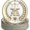 Yungyan 60 Pcs Law School Graduation Plates Class of 2025 Meet You at the Bar Plates 9 Inch Disposable Gold Foil Law School Paper Dish for Mya Graduation Party Decorations Supplies